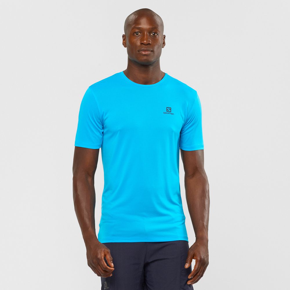 Salomon Singapore Mens Tops - AGILE TRAINING Turquoise | 65941-RBXV